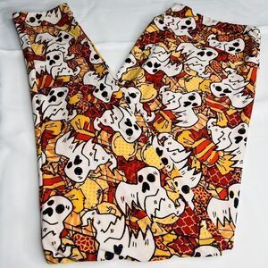 LulaRoe Leggings Tall & Curvy TC Halloween Ghosts Orange Spooky Halloween 0760